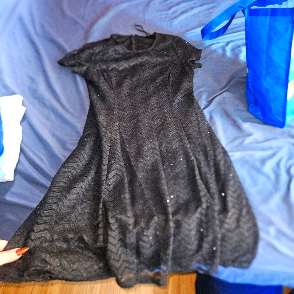 SLNY Black Sparkle Dress